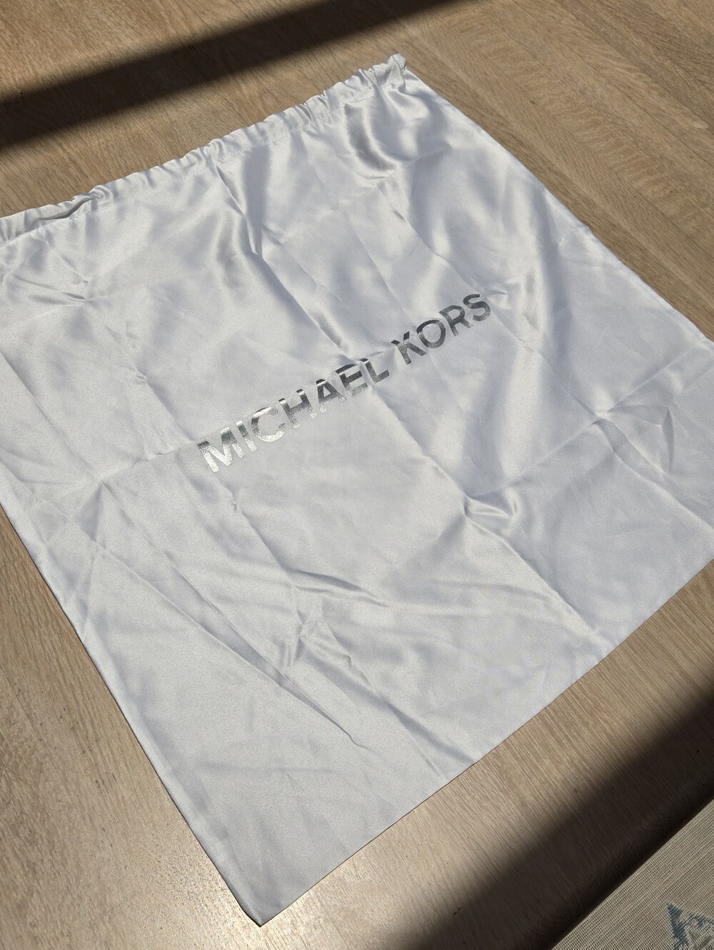 Michael Kors White Satin Dust Bag with Silver Logo